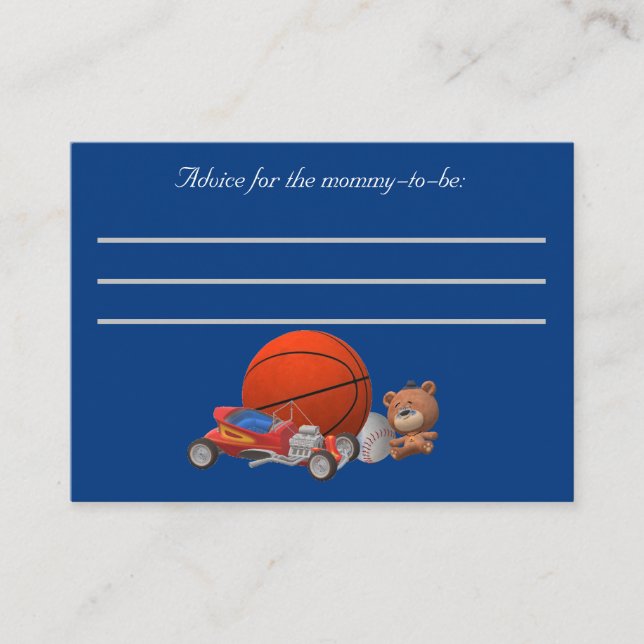Boy Toys Themed Advice Card (Front)
