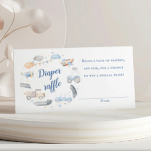 Boy Transportation Cars Baby Shower Raffle Ticket Enclosure Card