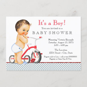 Boy Tricycle Baby Shower Invitation