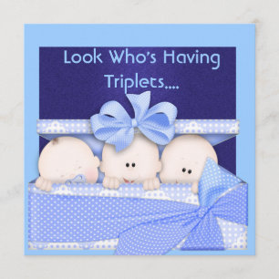 BOY TRIPLETS BABY SHOWER  INVITATION
