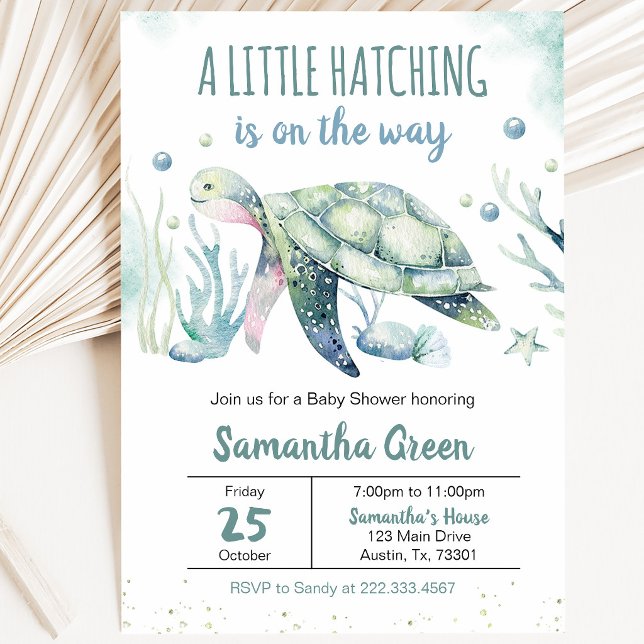 Boy Turtle Baby Shower Invitation (Creator Uploaded)