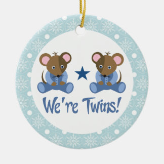 Boy Twins Baby Mice Keepsake Ornament Gift