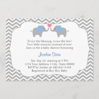 Boy Twins Baby Shower Invitation