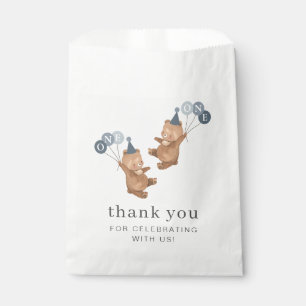 Boy Twins - Bears Party Hats - 1st Birthday Favour Bag