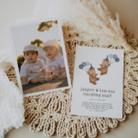 Boy Twins - Bears Party Hats - 1st Birthday Photo