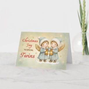 Boy Twins Christmas Angel Joy and Wonder Card