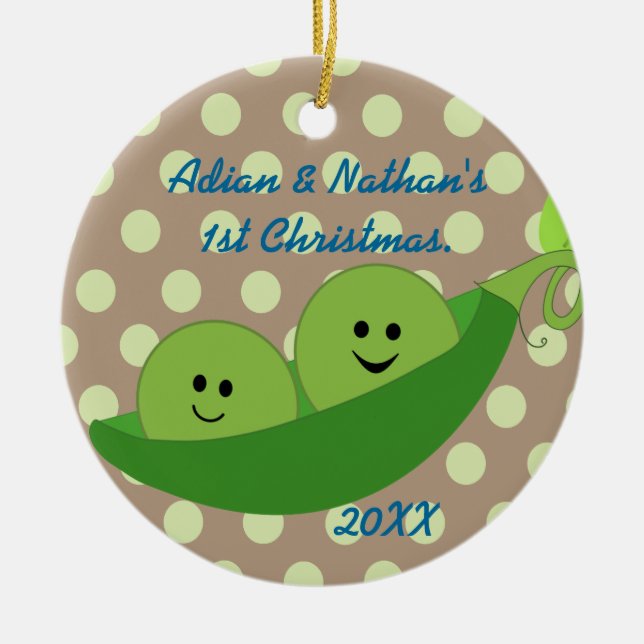 Boy Twins First Christmas Ornament (Front)