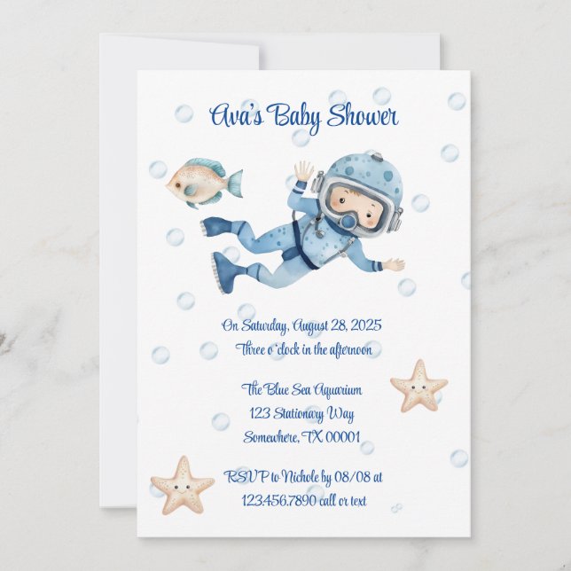 Boy Under The Sea Baby Shower Invitation (Front)