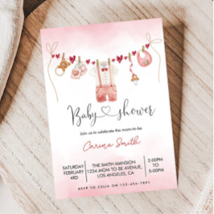 Boy valentine's Clothesline baby Shower  Invitation