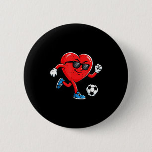 Boy Valentines Day Funny Heart Soccer Ball Footbal 6 Cm Round Badge