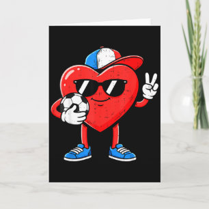 Boy Valentines Day Funny Heart Soccer Ball Footbal Card