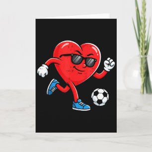 Boy Valentines Day Funny Heart Soccer Ball Footbal Card