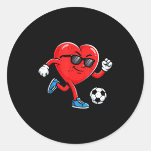 Boy Valentines Day Funny Heart Soccer Ball Footbal Classic Round Sticker