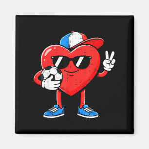 Boy Valentines Day Funny Heart Soccer Ball Footbal Magnet