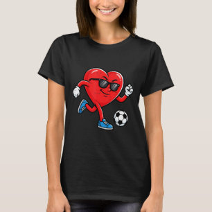 Boy Valentines Day Funny Heart Soccer Ball Footbal T-Shirt