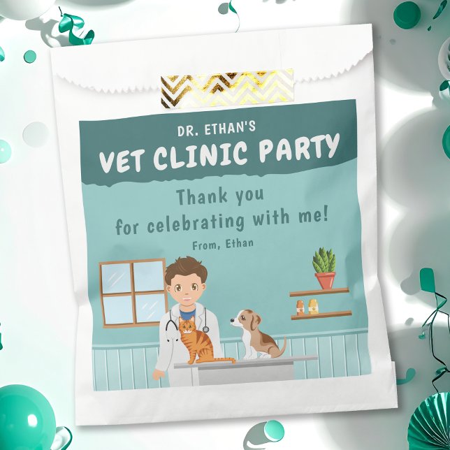 Boy Veterinarian Animal Clinic Birthday Thank You Favour Bag (Creator Uploaded)