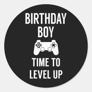 Boy Video Game Birthday Party  Classic Round Sticker