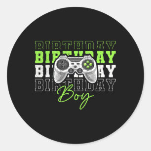 Boy Video Game Birthday Party For Boys Kids Classic Round Sticker