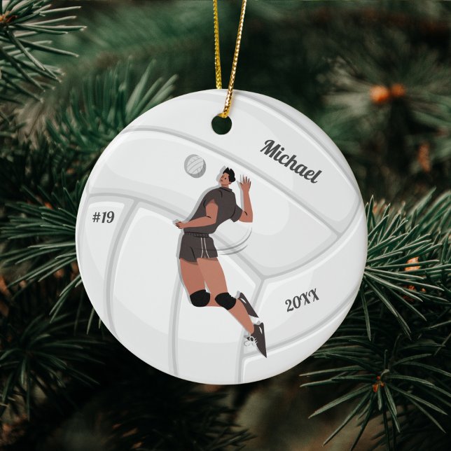 Boy Volleyball Player Kid Name Jersey Team Number  Ceramic Ornament (Creator Uploaded)