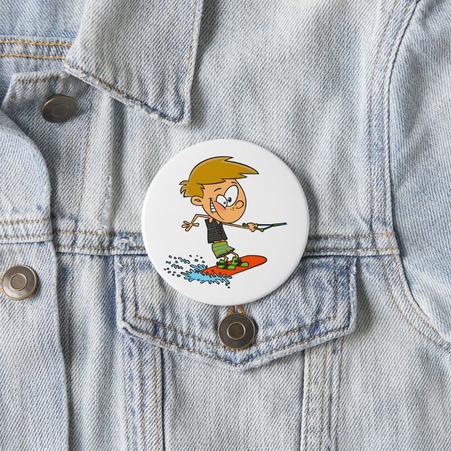 Boy Wakeboarding Fun Summer Water Sports 7.5 Cm Round Badge (Creator Uploaded)