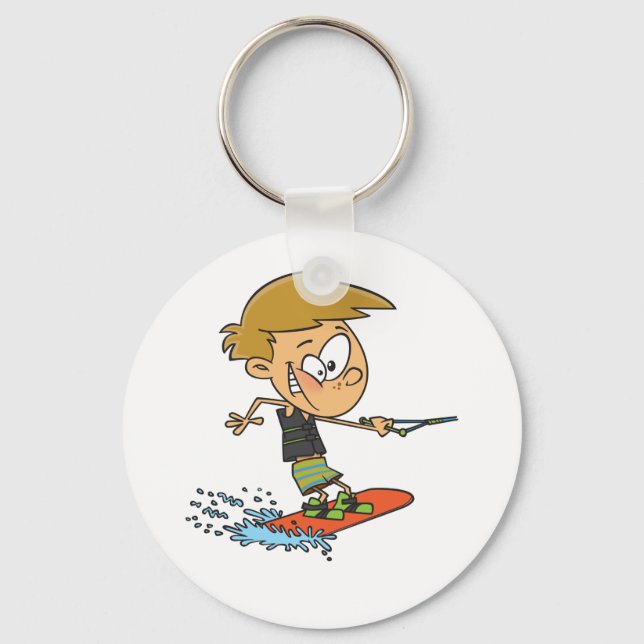 Boy Wakeboarding Fun Summer Water Sports Key Ring (Front)