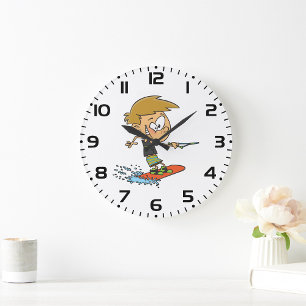 Boy Wakeboarding Fun Summer Water Sports Large Clock