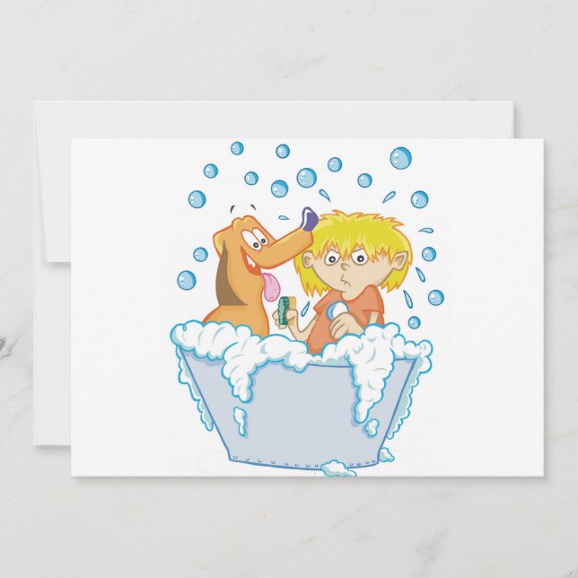 Boy Washing A Dog Invitations (Front)