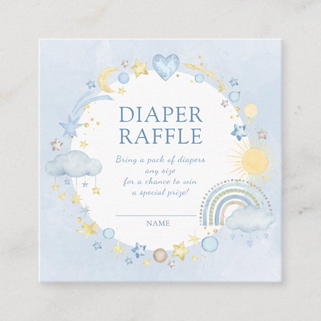 Boy Watercolor Rainbow Diaper Raffle Enclosure Card (Front)