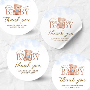 Boy We Can Bearly Wait Baby Shower Classic Round Sticker