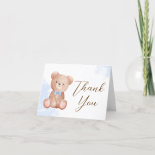 Boy We Can Bearly Wait Baby Shower Thank You Card