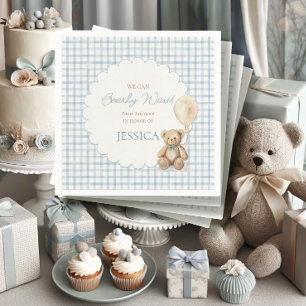 Boy We Can Bearly Wait Teddy Bear Baby Shower Napkin