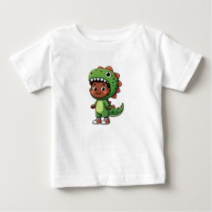 Boy Wearing Dinosaur Costume Baby T-Shirt