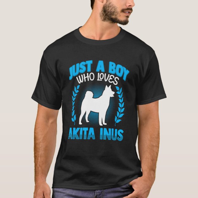 Boy who loves Akita Inu Japanese Akita T-Shirt (Front)