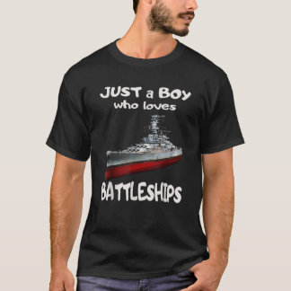 Boy Who Loves American USS Wisconsin BB 64 WW2 Bat T-Shirt