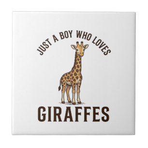 Boy Who Loves Giraffes Vintage Engraving Shirt_1 Ceramic Tile