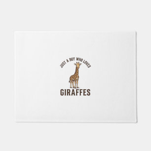 Boy Who Loves Giraffes Vintage Engraving Shirt_1 Doormat