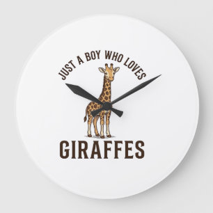 Boy Who Loves Giraffes Vintage Engraving Shirt_1 Large Clock