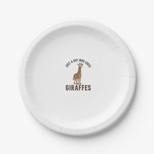 Boy Who Loves Giraffes Vintage Engraving Shirt_1 Paper Plate