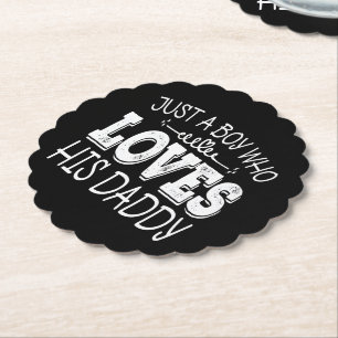 Boy Who Loves His Daddy Cool Kids Birthday Party Paper Coaster