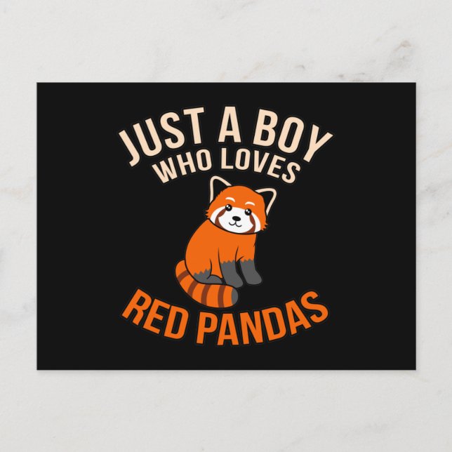 Boy Who Loves Red Pandas Cute Pet Animal Panda Lov Announcement Postcard (Front)