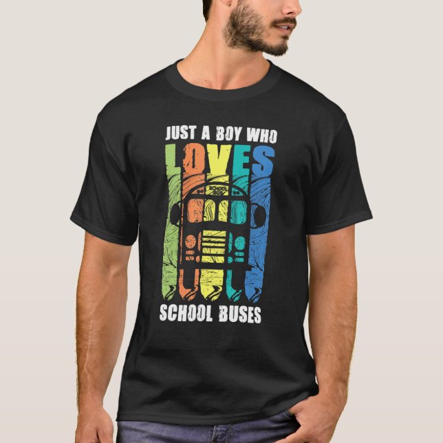 Boy Who Loves School Bus Driver Public Transport P T-Shirt (Front)