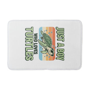 Boy Who Loves Turtles Vintage Engraving Design_1 Bath Mat