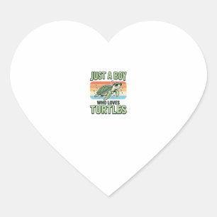 Boy Who Loves Turtles Vintage Engraving Design_1 Heart Sticker