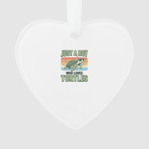 Boy Who Loves Turtles Vintage Engraving Design_1 Ornament