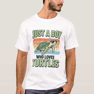 Boy Who Loves Turtles Vintage Engraving Design_1 T-Shirt