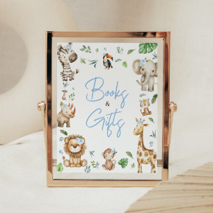 Boy Wild One Safari Baby Shower Books and Gifts Poster