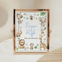 Boy Wild One Safari Baby Shower Diaper Raffle
