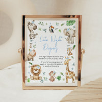 Boy Wild One Safari Baby Shower Late Night Diapers