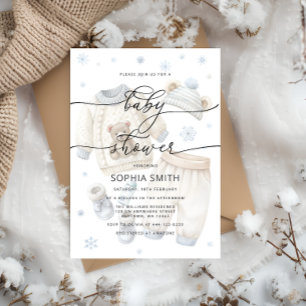 Boy Winter Clothes Baby Shower Invitation