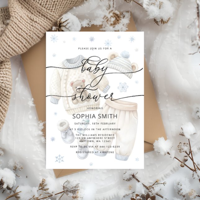 Boy Winter Clothes Baby Shower  Invitation (Creator Uploaded)